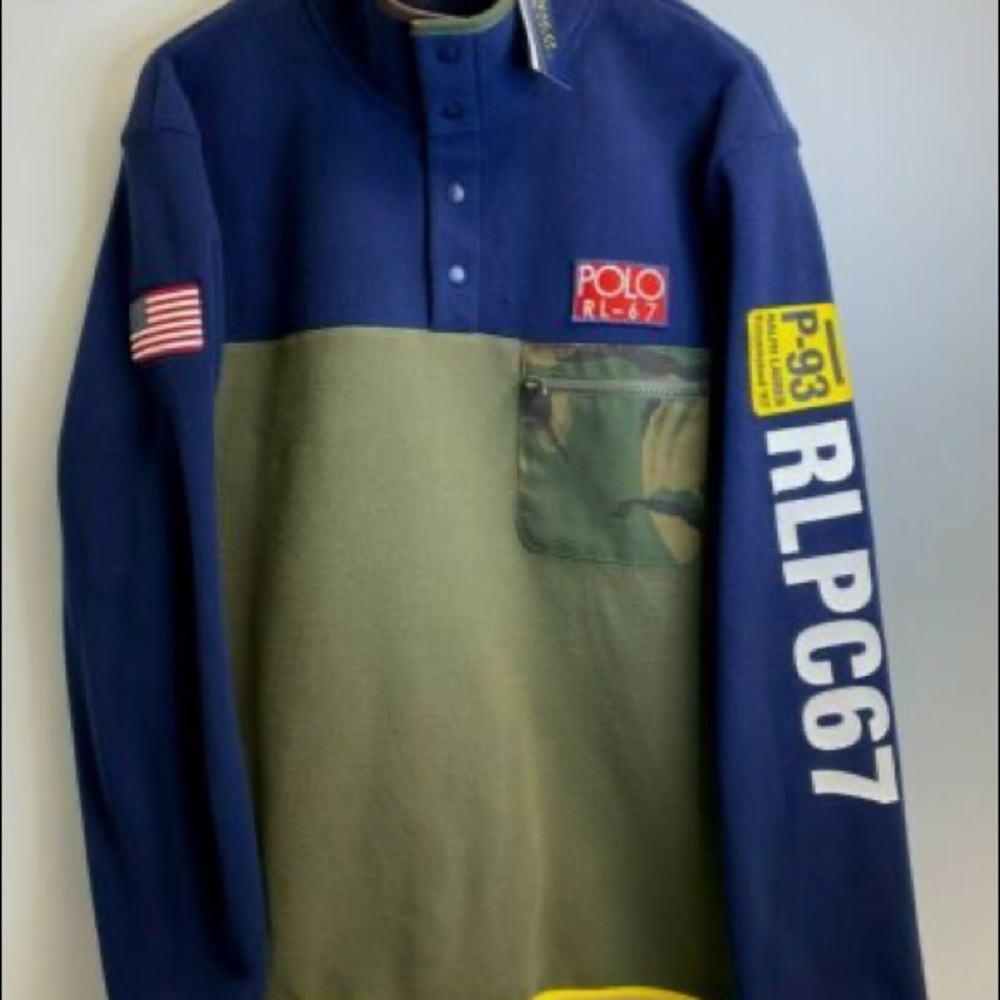 Polo Ralph Lauren Mens U.S Flag Sport Fleece Camo Pullover RLPC67 Hi Tech NWT XL - Picture 4 of 4